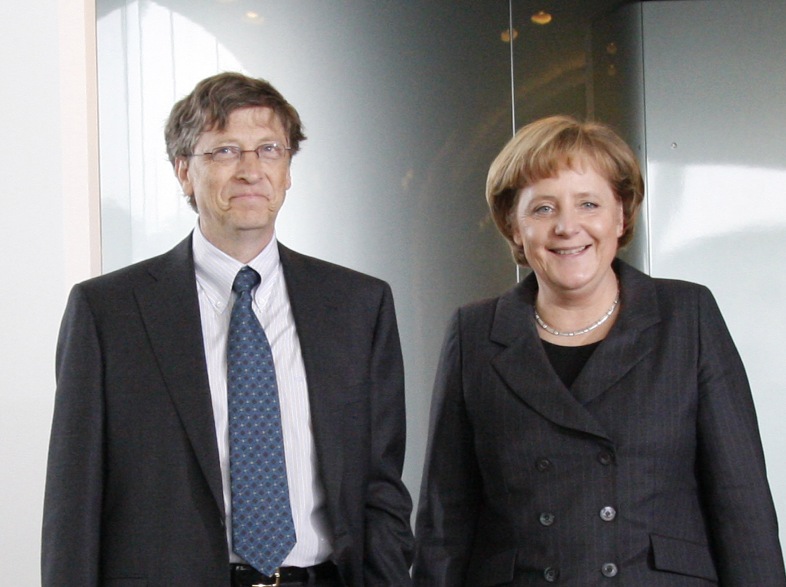 Microsoft Founder Bill Gates and German Chancellor Angela Merkel