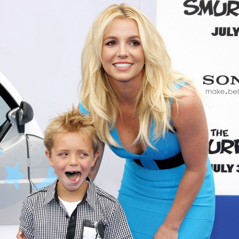Sean Federline and Britney Spears at the Los Angeles premiere of Smurfs held at the Regency Village Theater in Westwood on July 28, 2013