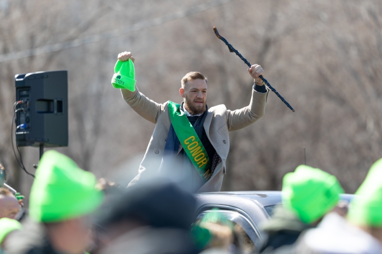 Chicago, Illinois, USA - March 16, 2019: St. Patrick's Day Parade, Conor McGregor, mixed martial artist
