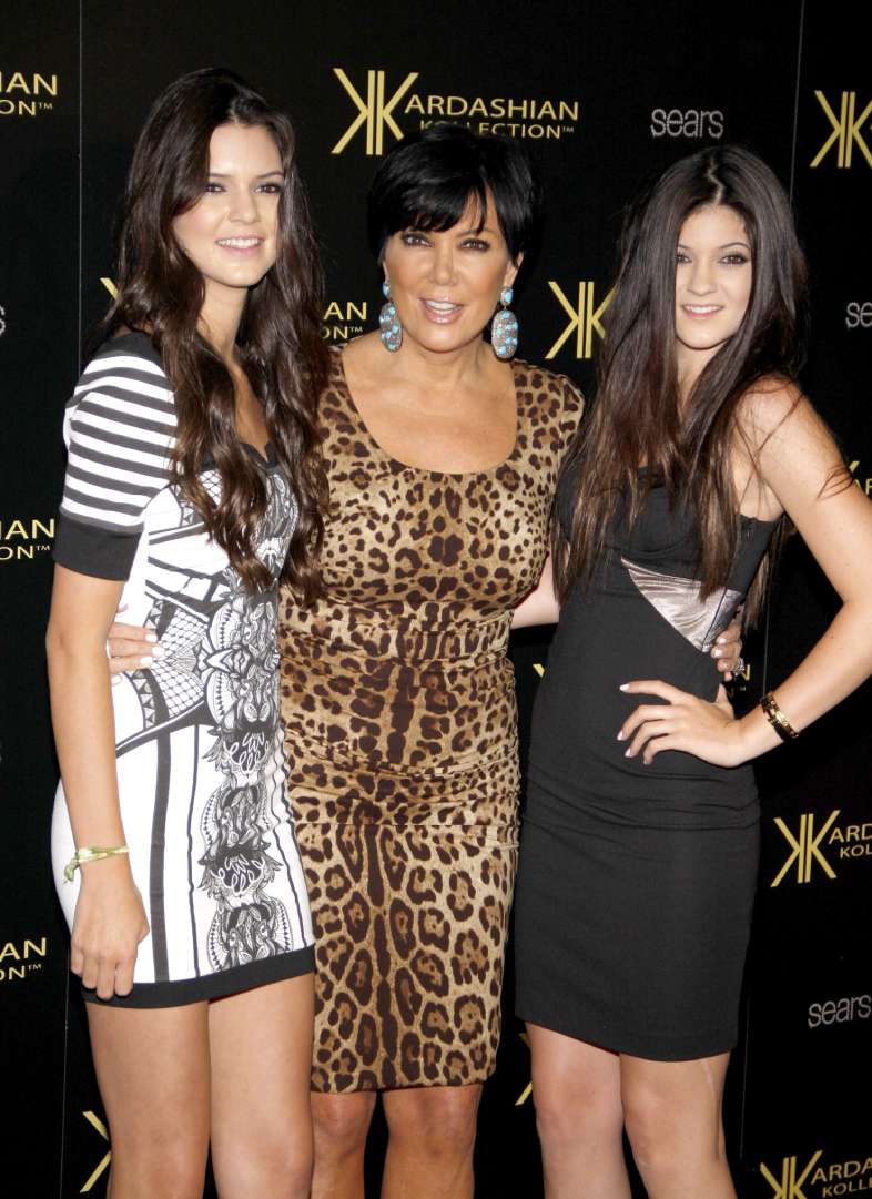 Hollywood ca August 17, 2011: kylie jenner kris jenner and kendall jenner at kardashian kollection launch party outfit