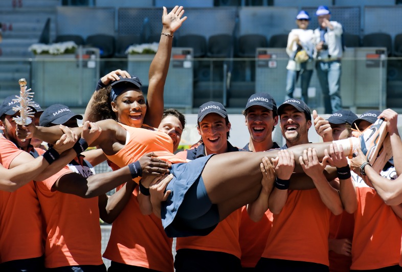 The United States Serena Williams celebrates the victory during the Madrid Mutua tennis open at the Caja Magica de La Stadium in Madrid