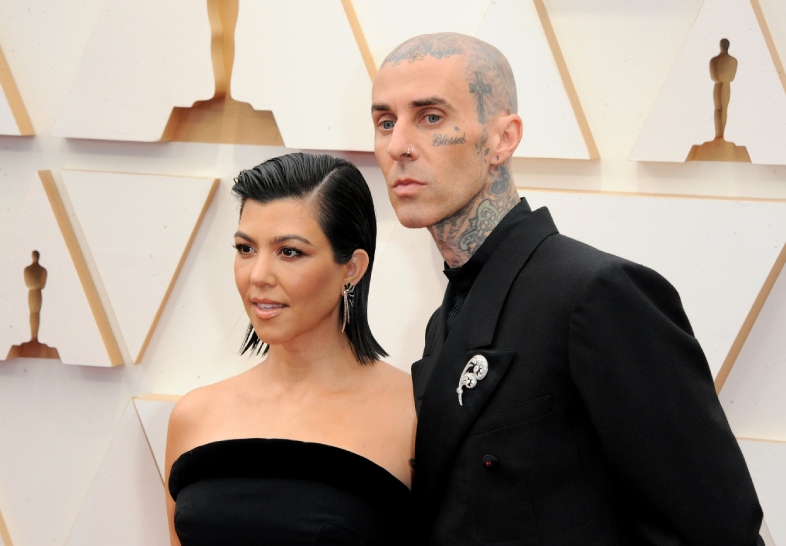 Kourtney kardashian and travis barker at the 94th annual academy awards held at the dolby theater