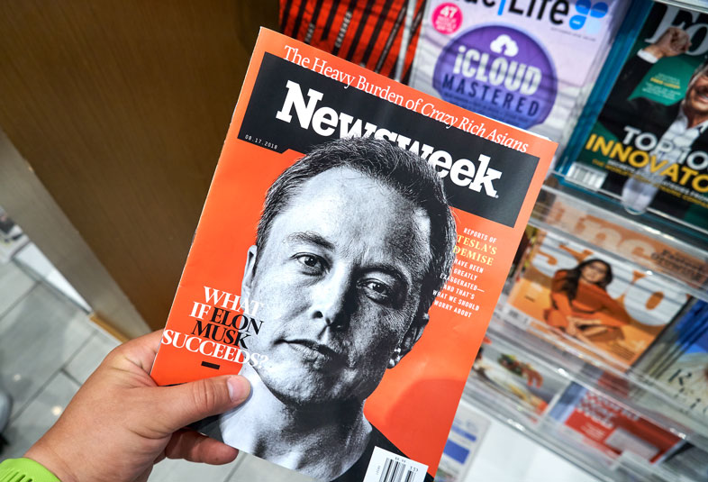 MIAMI, USA - AUGUST 23, 2018: Newsweek magazine with Elon Musk on main page in a hand. Newsweek is an American famous and popular weekly magazine - Photo 126362755 © Dennizn | Dreamstime.com