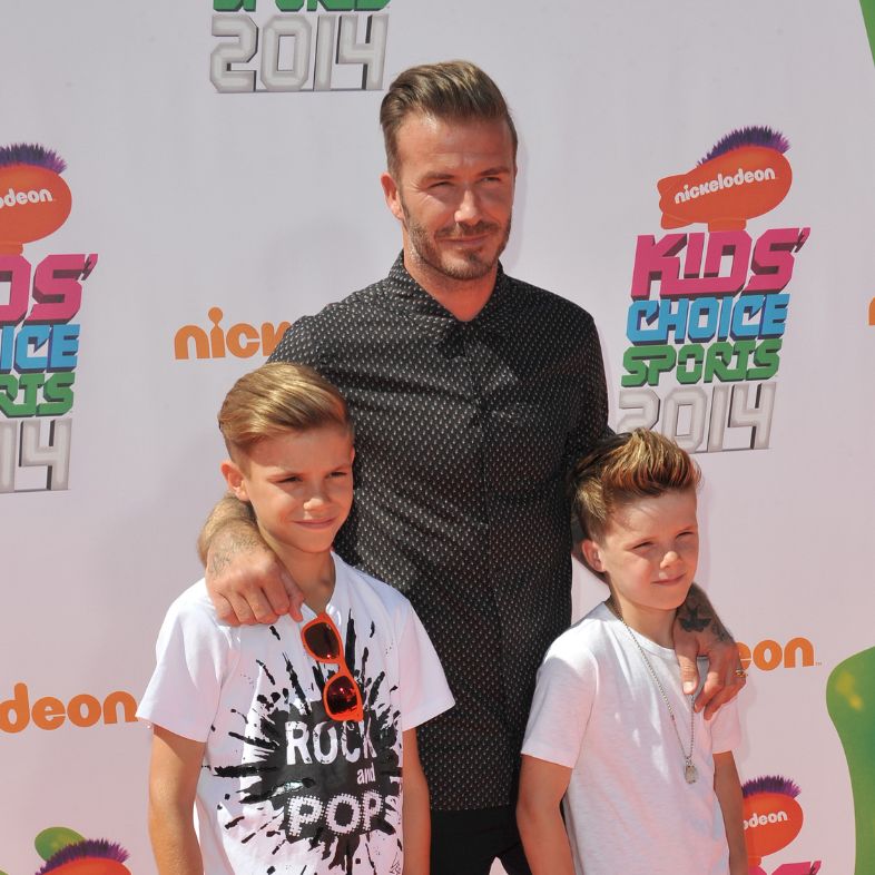 LOS ANGELES, CA - JULY 17, 2014: David Beckham & sons Romeo & Cruz at the first annual Nickelodeon Kids Choice Sports Awards at Pauley Pavilion, UCLA.
