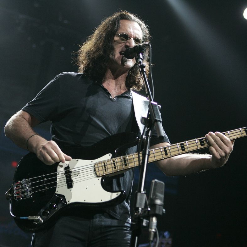 Geddy Lee with Rush performs in concert at BankAtlantic Center in Sunrise