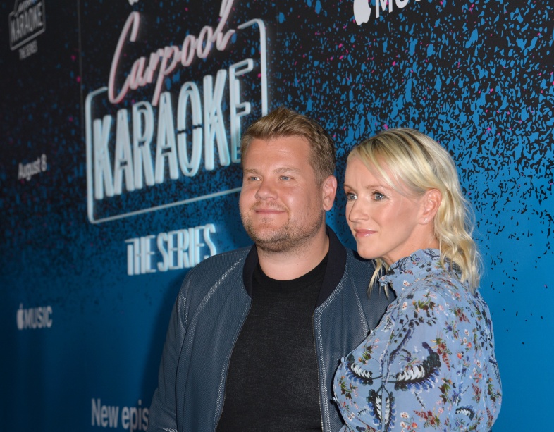 LOS ANGELES, CA- August 7, 2017: James Corden and Julia Carey at Apple's Music Carpool karaoke launch party