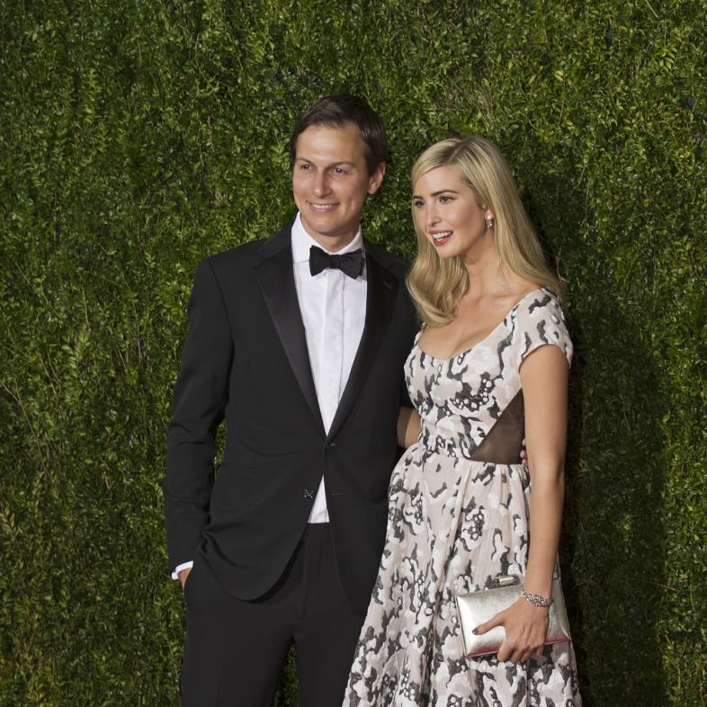 Jared Kushner and wife Ivanka Trump arrive on the red carpet for the 69th Annual Tony Awards at Radio City Music Hall in New York City on June 7, 2015. <yoastmark class=