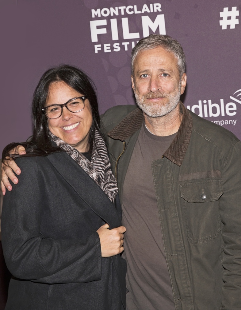 Comedian Jon Stewart arrives with wife Tracey Stewart for the screening of the documentary movie