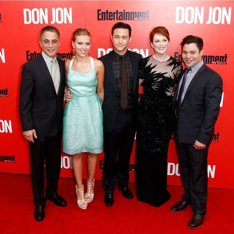(LR) Tony Danza, Scarlett Johansson, Joseph Gordon-Levitt, Julianne Moore and Jeremy Luc attend the Don Jon New York premiere at SVA Theater on September 12, 2013 in New York City.