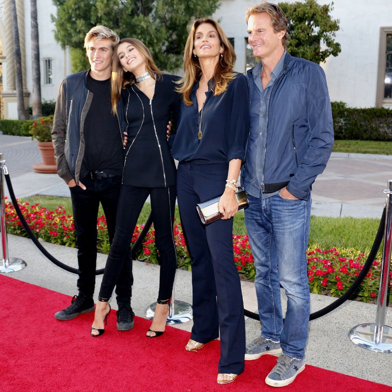 Kaia Gerber, Cindy Crawford, Rande Gerber and Presley Walker Gerber at the Los Angeles premiere of 'Sister Cities' held at the Paramount Studios in Hollywood