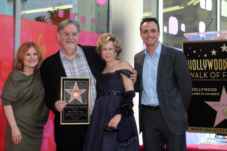 Nancy Cartwright, Matt Groening, Yeardley Smith, Hank Azaria at the Matt Groening Star on the Hollywood Walk of Fame Ceremony