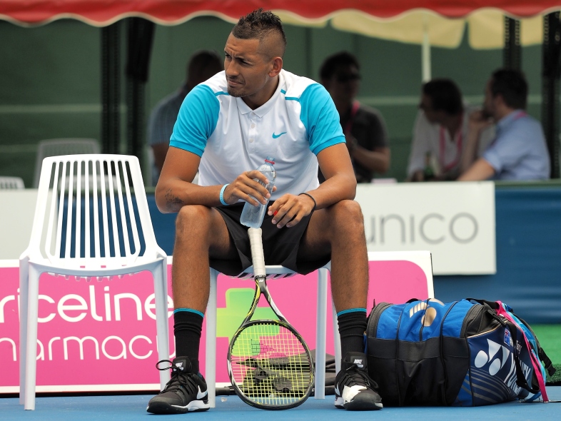 Melbourne, Australia, 2016 January 13: Nick Kyrgios of Australia at an Exhibition and practice match at Kooyong Tennis Club