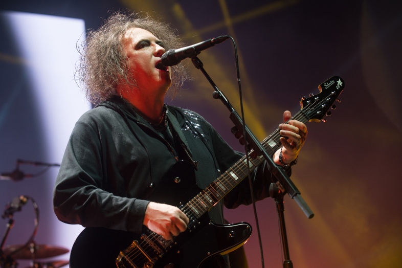 Singer and guitarist Robert Smith of The Cure during performance in Prague, Czech republic