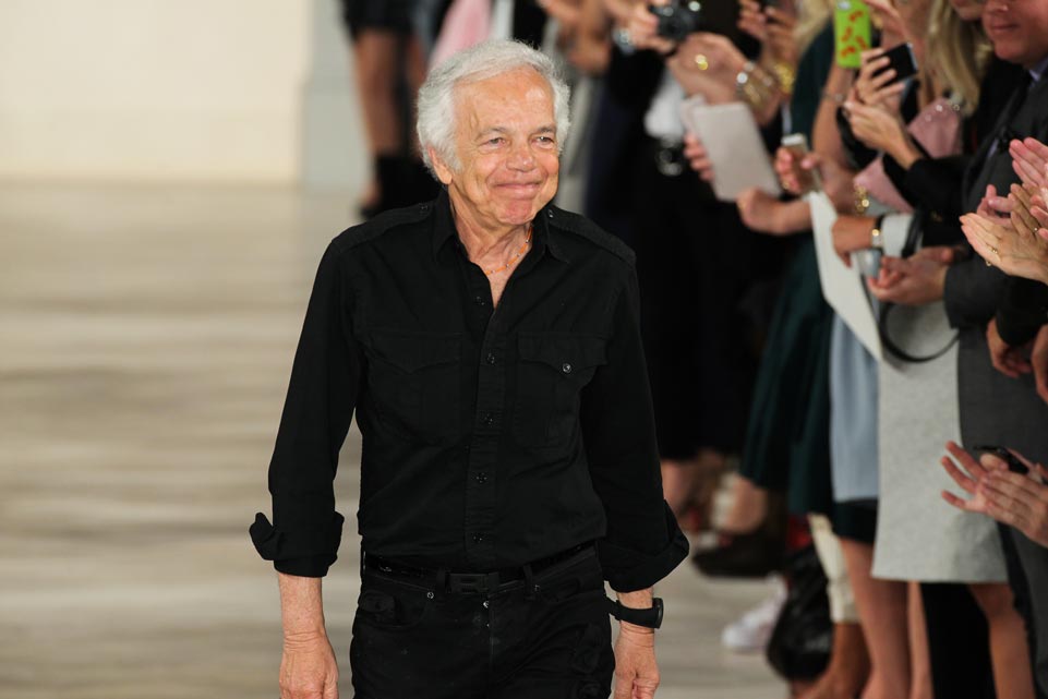 NEW YORK, NY - SEPTEMBER 11: Designer Ralph Lauren greets the audience during Mercedes-Benz Fashion Week Spring 2015 at Skylight Clarkson Sq on September 11, 2014 in New York City. Photo 46529940 © Fashionstock .com | Dreamstime.com 