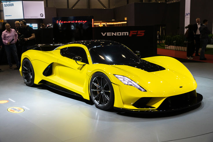Photo 140807815 © VanderWolfImages | Dreamstime.com - GENEVA, SWITZERLAND - MARCH 6, 2018: Hennessey Venom F5 sports car debut at the 88th Geneva International Motor Show. The hypercar is designed to be the fastest road car with a 300 mph